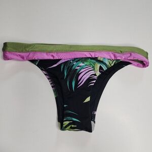 Seafolly Swim Las Palmas Bikini Bottoms Black Green Purple NWOT Size 8